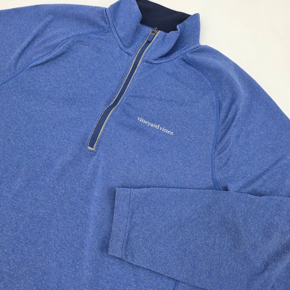 VINEYARD VINES PERFORMANCE 1/4 ZIP SHIRT WOMENS MEDIUM BLUE POCKET LIGHTWEIGHT